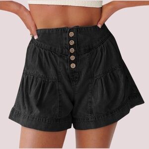 NWT Black High-waisted, Wide-leg Denim Shorts - Sz 2